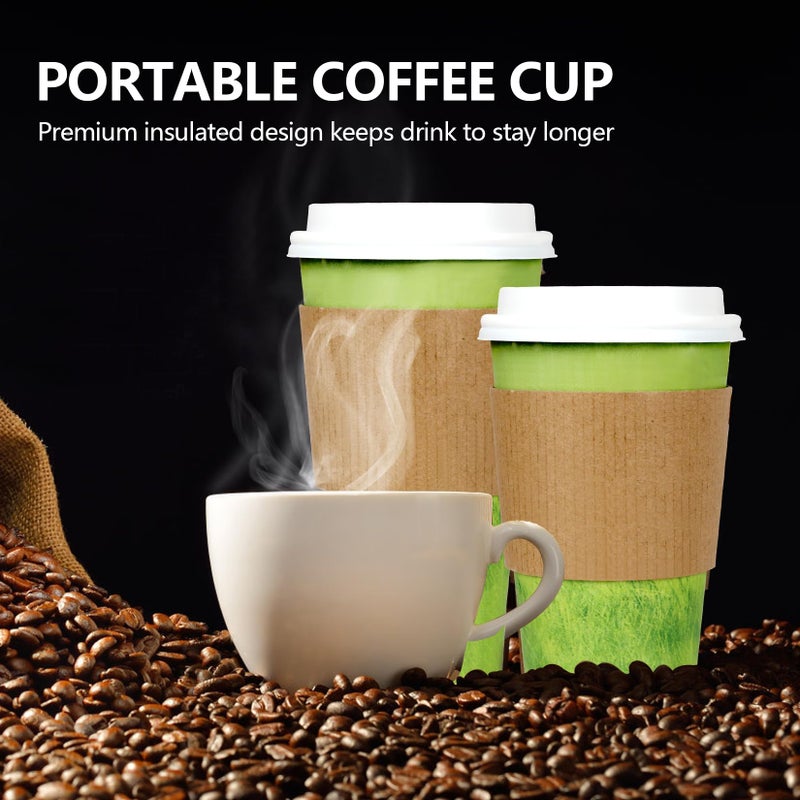 Yes Fresh أكواب قهوة بتصميم خاص من العشب الأخضر، أكواب ورقية ساخنة قابلة للاستخدام لمرة واحدة، أكواب ساخنة للقهوة، السوائل الساخنة، الشوكولاتة، العصير، مناسبة للحفلات، النزهات، السفر، والفعاليات (16 أونصة، 50 قطعة، أخضر) - Image 2
